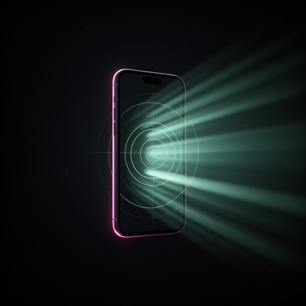 Smartphone emitting calibrated light shaped like a visual-field map